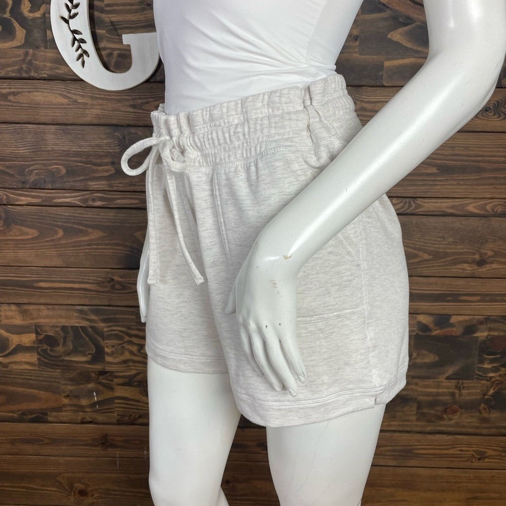 32 Cool | Casual Marled Heather White Lounge Drawstring Shorts Fleece Lined